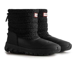 Hunter Rain Boots Sherpa Fuzzy Black Pull On Womens size 8